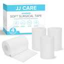 JJ CARE Soft Surgical Tape [Pack of 4], 4 x 10 Yards Soft Cloth Medical Tape for First Aid and Wound Care, Latex-Free, Breathable and Hypoallergenic Cloth Surgical Adhesive
