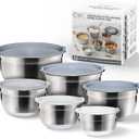 COOK WITH COLOR Stainless Steel Mixing Bowls Set with Lids - Nesting Bowls with Non-Slip Bottom, Grey, 12 Pieces (Gray)