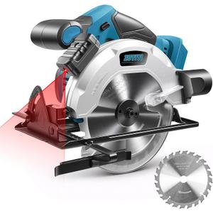 Cordless Circular Saw 6-1/2" for 18V Battery (Not Inclued), 4500RPM Power Circular Saws w/Laser Guide, 0-45 Bevel Capability, Max 2-3/16" Depth, Electric Saw for Wood Plastic
