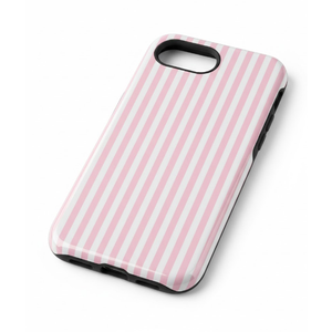 Jusy Compatible with MagSafe Striped Phone Case for iPhone 16e, Cute Aesthetic Magnetic Soft TPU and Hard PC Protective Phone Cover for Women Girls (Matte)  Pink and White