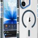 DEERLAMN Strong Magnetic Case for iPhone 17 Pro 6.3-Inch,[Compatible with Magsafe][Military Grade Drop Protection] Clear Slim Shockproof Protective Phone Cover-Transparent+Blue