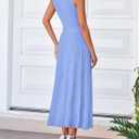 BTFBM Women Tank Midi Dress Summer Crewneck Sleeveless Pleated A Line Business Casual Formal Sweater Spring Dresses 2026 (Blue, M)