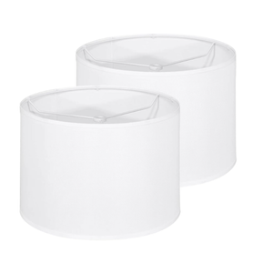 White Lamp Shades Set of 2, Drum Large Lampshades 13" Top x 13" Bottom x 10" High, Replacement Lamp Shades Natural Linen for Table Lamps Floor Lamps, Easy Assembly Required
