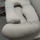 Momcozy Pregnancy Pillows with Cooling Cover, U-Shaped Full Body Maternity Pillow for Side Sleepers 57 Inch - Support for Back, Hip, Belly, Legs for Pregnant Women (Grey- Cooling Fabric)