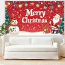 Christmas Banner 70.87x43.31 Inch Red Santa Snowman and Christmas Tree Design Polyester Wall Hanging Holiday Indoor Outdoor Decoration for Door Porch Party Home Display (Colorful 0762)