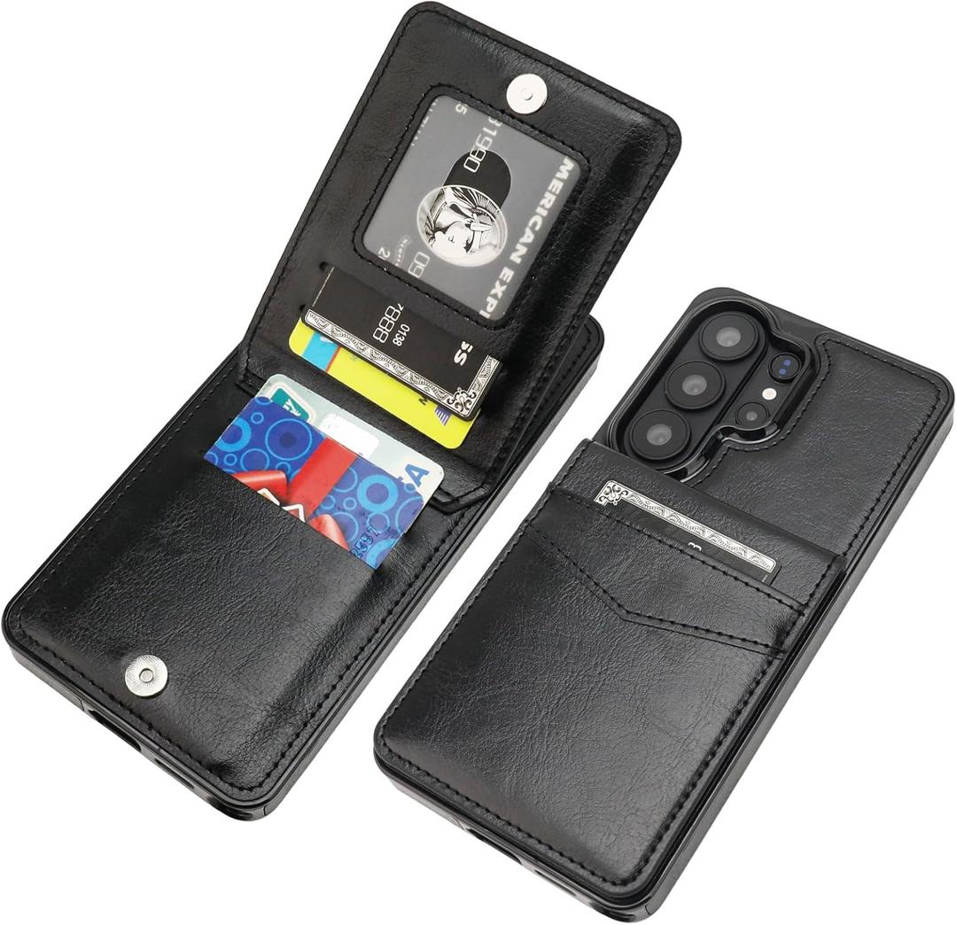 KIHUWEY for Samsung Galaxy S26 Ultra Case Wallet with Credit Card Holder, Flip Premium Leather Magnetic Clasp Kickstand Heavy Duty Protective Cover for Samsung Galaxy S26 Ultra 6.9" (Black)