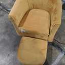 LINSY Swivel Accent Chair, Velvet Small Barrel Chair with Ottoman, 360 Degree Swivel Armchair for Living Room Bedroom Nursery Office (Yellow)