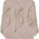 SWEET DOLPHIN Muslin Baby Bath Towels Blanket - 2 Pack 100% Cotton Towel for Babies, Infants, Toddlers - 40x40Inch - Highly Absorbent, Brown