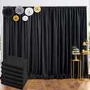 30 ft x 10 ft Thick Black Backdrop Curtain for Parties, 6 Panels Black Polyester Wedding Backdrop Drapes for Birthday Photography Background Party Backdrop Home Decorations