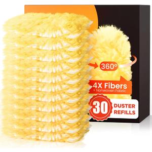 30 Count Heavy Duty Duster Refills for Swiffer, Multisurface 360° Larger Size Dusters with 4X Microfibers, Unscented Disposable Dusters for Cleaning Home, Blinds, Fans, Corners (Only Duster)