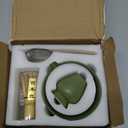 Matcha Whisk Set, Matcha Set with Ceramic Matcha Bowl, Bamboo Whisk & Holder, Sifter, Tea Scoop (Matcha Green)