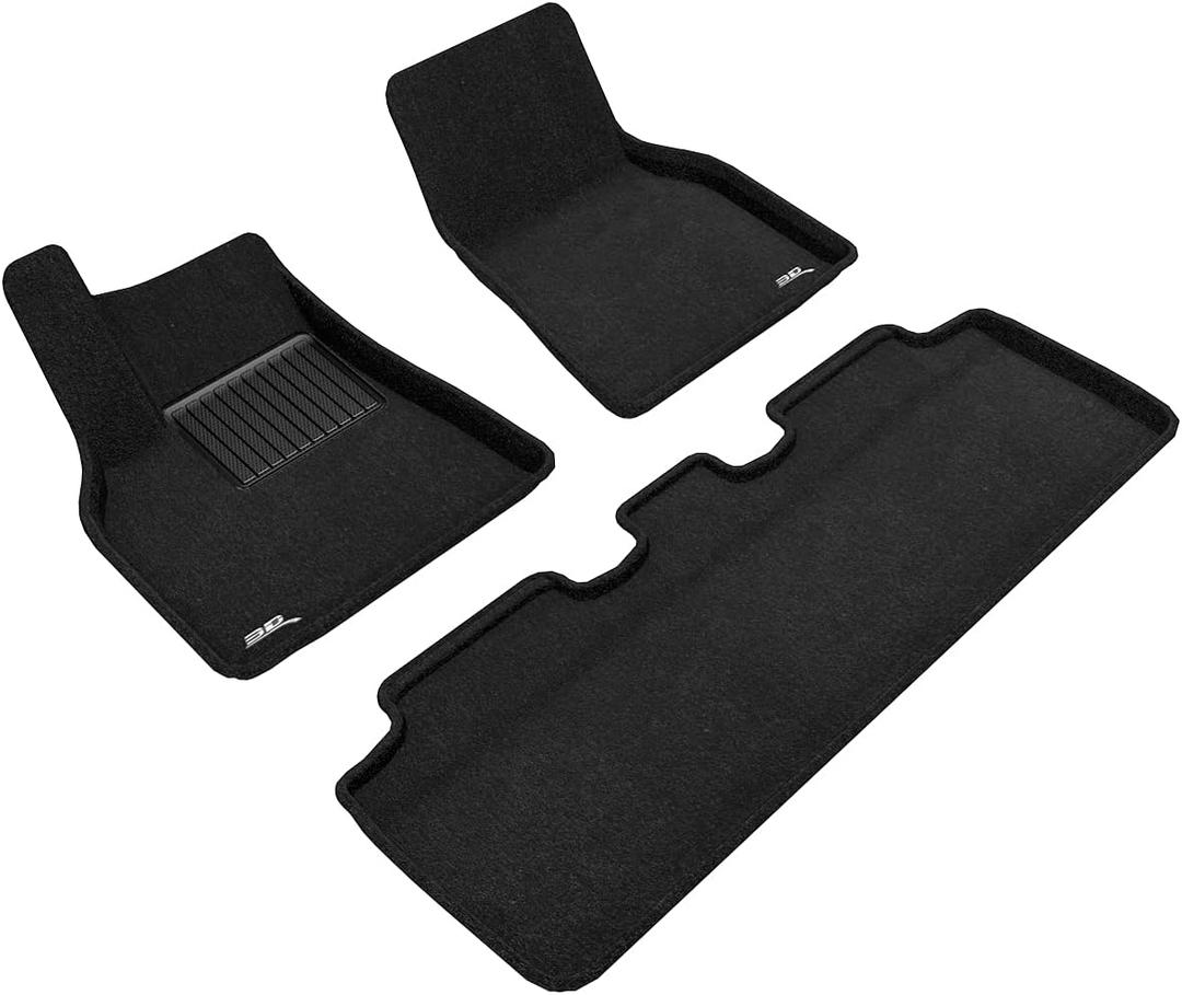 3D MAXpider Custom Fit Elegant Floor Mat (Black) Compatible with Tesla Model Y 5-Seat 2020 - Full Set