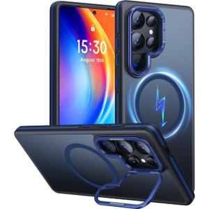 JAME for Samsung Galaxy S25 Ultra Case, [Compatible with Magsafe], [Military-Grade Protection], [with Camera Stand Guard] Shockproof Slim Fit Phone Case for Samsung Galaxy S25 Ultra Case, Blue