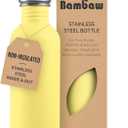 Bambaw 500 ml Stainless Steel Sports Bottle, Yellow Sports Bottle, Non-Insulated Water Bottle, Children's Stainless Steel Bottle, Children's Metal Water Bottle  Imperial Yellow (16 oz)