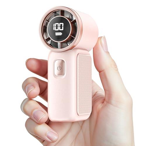 AGEYOU Portable Handheld Mini Fan, 6 Gear Wind, Hand Small Travel Personal Held Fans, Rechargeable Turbo Fan, Gifts for Women Men, for Camping Vacation Outdoor (pink)