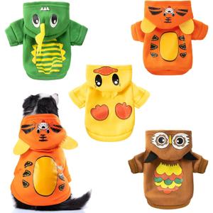 Weewooday 4 Pieces Winter Dog Clothes Pet Dog Hoodie Puppy Coat Fleece Dogs Sweaters with Hat Chihuahua Cartoon Sweatshirts Costume Outfit for Small Large Dogs Cats (XS(Body Length:7.9 Chest:11.8))