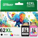 62XL Ink Cartridges Black and Color Replacement for HP Ink 62 62XL Works with HP Envy 7640 5660 7645 5540 OfficeJet Mobile 250 200 OfficeJet 5740 5741 8040 Printer Ink 62 (1 Black, 1 Tri-Color)