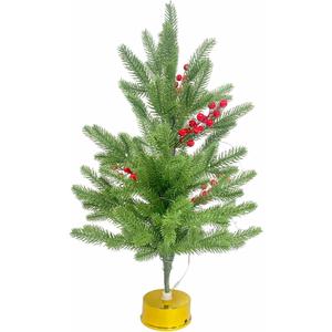 Rotating Artificial Christmas Tree w/Music String Lights Gold Stand Battery Operated Green Fake Trees 2.2ft Realistic Holiday Dcor Gifts for Indoor Christmas Advent Calendar New Year