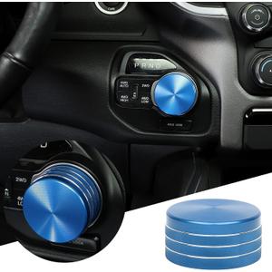 JWWY Gear Shift Shifter Switch Knob Transmission Gear Lever Gearstick Selector Knob Cover Trim for Dodge 2018-2024+ Dodge RAM 1500 Interior Accessories Special Editions, Blue Aluminum Alloy (universal)