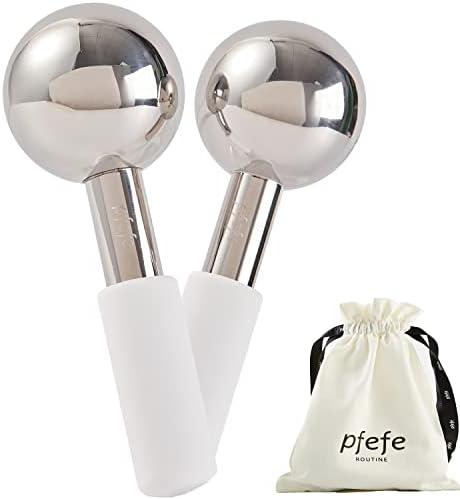 pfefe Ice Globes for Face & Eyes, Unbreakable Stainless Steel Cryo Sticks for Beauty Routines, Facials Cold Roller Cooling Globes for Puffiness, Wrinkles, Dark Circles, Headaches