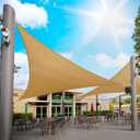 Royal Shade 20' x 20' x 20' Sand Beige Triangle Sun Shade Sail RS-SLT, 95% UV Blockage, 200GSM Commercial Standard Heavy Duty, Water & Air Permeable Canopy Mesh for Patio (We Make Custom Sizes)
