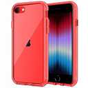 JETech Case for iPhone SE 3/ 2 (2022/ 2020 Edition), 4.7-Inch, Shockproof Phone Bumper Cover, Anti-Scratch Clear Back (Red) 