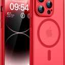 TOCOL for Phone 14 Pro Case, Compatible with Magsafe Charger, Full Camera Protection, Drop Protection, Translucent Matte Phone Case for iPhone 14 Pro 6.1 inch (Red)