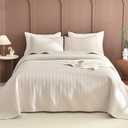 Sanracie Oversized King Quilt Bedding 128"x120",Wheat Colored 100% Cotton Cal King Quilt Bedspread Set 3Pcs Circular Quilting Super King Bedspread Coverlet Sets for All Season Lightweight Soft, Extra Wide Super King