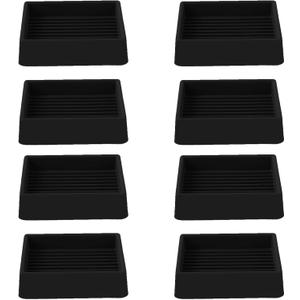 2x2 Square Rubber Furniture Caster Cups, Anti-Sliding Furniture Pads Bed Stopper Floor Protectors with Grip - Protect Any Flooring (8 Pcs Black)