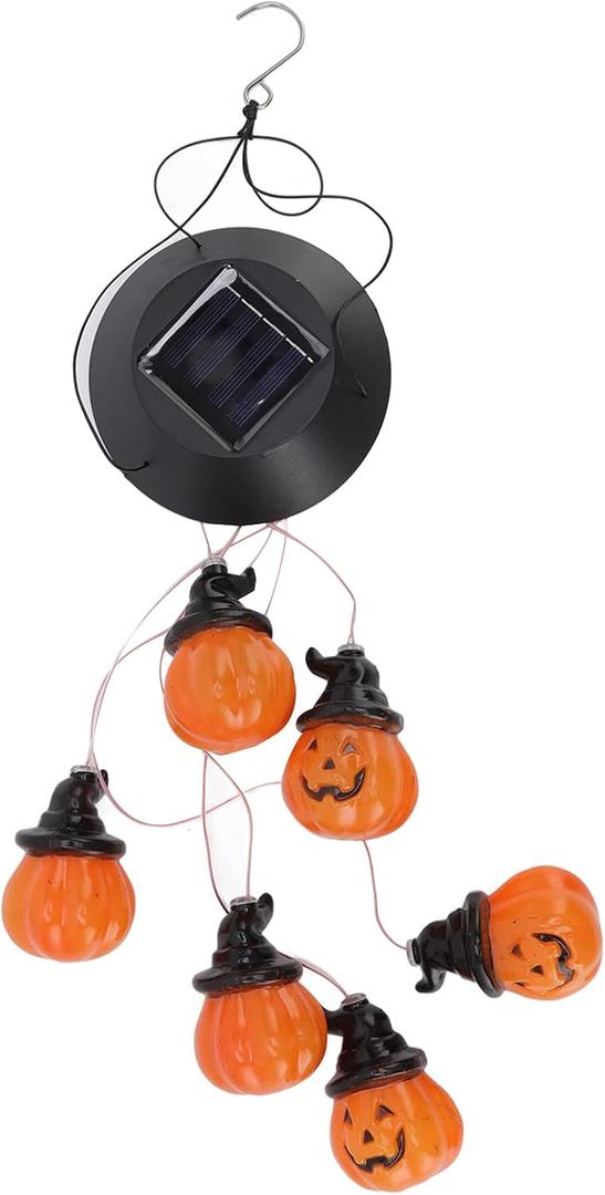 Pumpkin Wind Chimes RGB Color Light Pumpkin String Lights with Iron Hook and 6 LED Pumpkin Lights for Room Garden Holiday Decoration