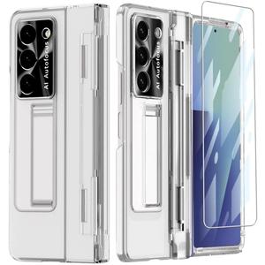 for Samsung Galaxy Z Fold 7 Case with Hinge Protection, All-Inclusive Integrated Hinge Cover Built in Screen Protector Kickstand Crystal Clear PC Slim Protective Case for Z Fold 7 Clear