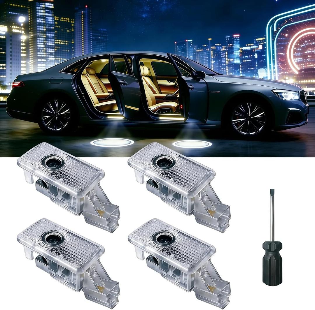 4 Pcs Car Door Lights Logo Projector Compatible with MDX/RDX/ZDX/TLX/RLX/TL Series Accessories, No Fade HD LED Car Welcome Projector Lights, 3D Ghost Shadow Puddle Light