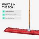 48 Inch Red Commercial Dust Mop & Floor Sweeper Wood Handle Floor Mop for Tile, Hardwood & Concrete