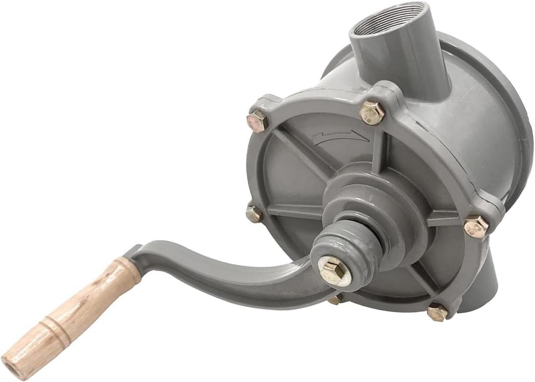 Hand Gas Diesel Transfer Pump for 30 Gallon 35 Gallon 40 Gallon Gas Fuel Diesel Caddy, Aluminum Drum Rotary Hand Pump Easy to Handle, Inlet Pipe & Outlet Pipe 1-1/4" (Only Pump & Grip)