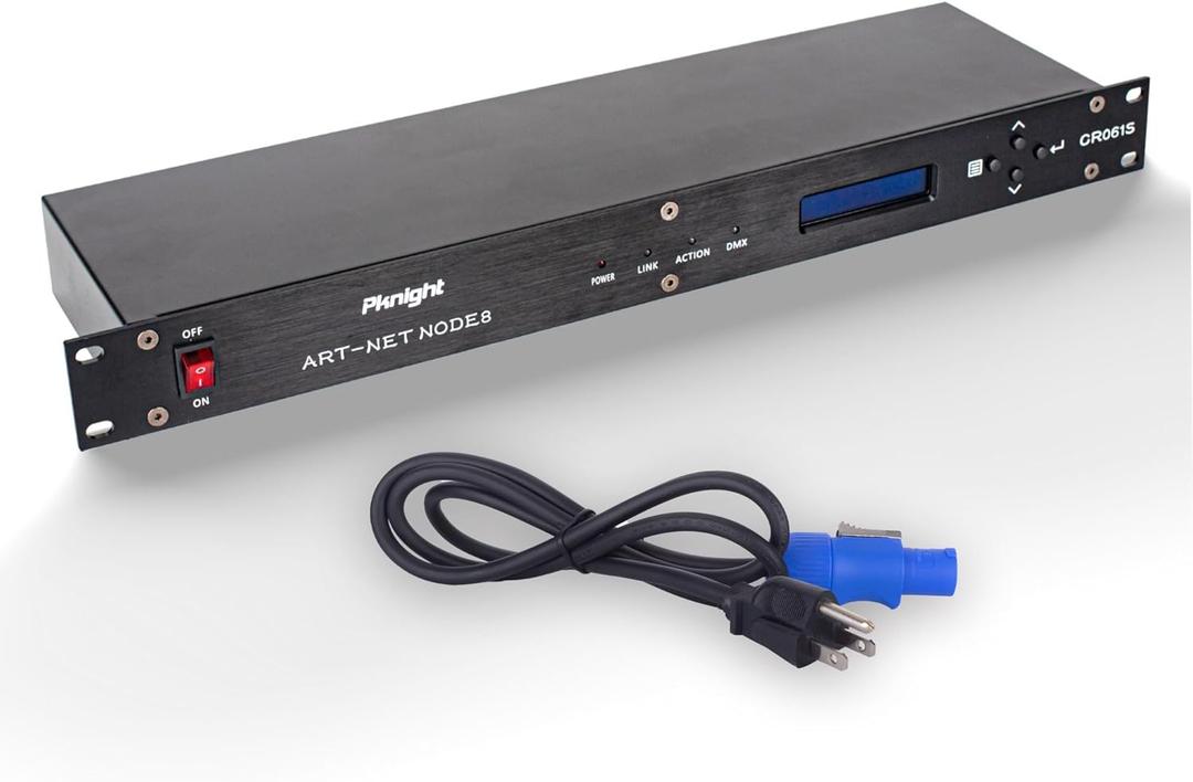 Pknight ArtNet DMX Ethernet Lighting Controller Interface, 19-inch 1 U Rack-mount, 8-Universe Art-Net to DMX512 Output-Only Node (No RDM)