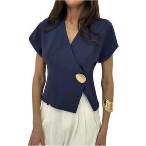 Floerns Women's Elegant Dolman Sleeve V Neck Blouse, Small 