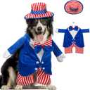 4th of July Pet Costume American Flag Dog Costumes Red Blue Stars Stripes Funny Dog Costumes for Independence Day National Day Parades Patriotic Events American Holiday Celebrations (Size M)