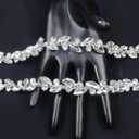 3 Yards Rhinestone Trim Chain Silver String Strips Crystal Applique Fringe Ribbon Beads Sewing for Dress DIY Party Wedding Bouquet Decoration Bridal Costume Embellishment