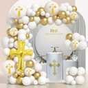 Communion Decorations Balloons Kit 118 Pcs Balloons Arch for Holy Communion Decorations God Bless Christening Baptism Theme Party Supplies
