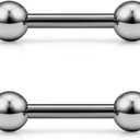 Vsnnsns Titanium Tongue & N.jboss Barbell Rings - ASTM F136, 8MM-38MM Straight, For Women & Men