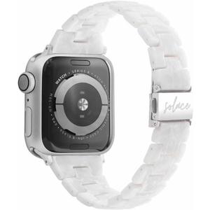Solace Bands Slim Matte Resin Watch Band - Universal Fit for Apple Watch Bands for Women and Men, iWatch Bands for 38mm 40mm 41mm 42mm 44mm 45mm 49mm Ultra, SE and Series 11 10 9 8 7 6 5 4 3 2 1 (White crystal/Silver hardware)