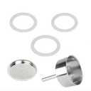 5PCS Moka Pot Coffee Replacement Parts - 3pcs Silicone Gaskets,1pcs Aluminum Filter Screen,1pcs Coffee Funnel (3Cup)