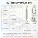 Sun Shade Sail Hardware Kit 6 Inch for Rectangle & Triangle Shade Sail Install, Stainless Steel ShadeSail Fixing Accessories for Outdoor Patio Canopy Garden, Heavy Duty Awning Attachment 80 Set (Silver)