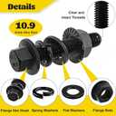 288PCS Metric Flange Head Bolts Assortment Kit,M6-1.0,M8-1.25,M10-1.5 Flanged Hex Bolt and Serrated Flange Nuts Washers Assorted,10.9 Black Zinc Galvanized (Length 12/16/20/25/30 mm)