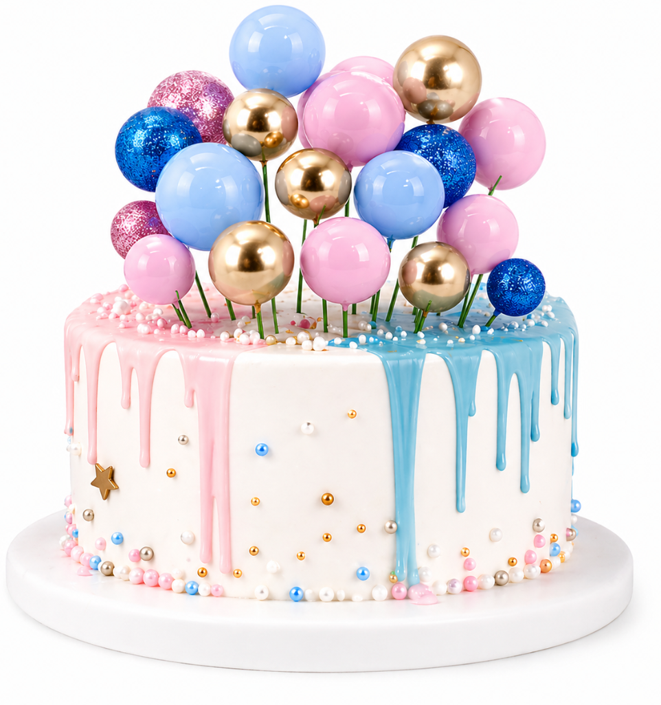 20Pcs Brown Balls Cake Toppers, DIY Mini Insert Bubble Balls Cake Decoration for Birthday Wedding Anniversary