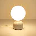 Meefad Globe Bedside Lamp, Modern Cute Night Light with Glass Shade, Marble Base, Small Table Lamp for Bedroom - White
