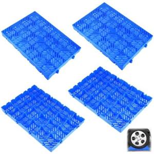 QWORK Plastic Pallet, Heavy-Duty HDPE Plastic Pallet - 4 Pack 23.6 x 15.7x2 Inches HDPE Breathable Grids Article Racks, Nestable Floor Pallets, Storage Grid Pad for Garages and Basements