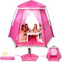 Princess Pop-up Play Tent for Girls: 78"x66" Large Playhouse Castle for Kids Indoor & Outdoor (Pink)