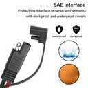 2 x 2FT 10AWG SAE Battery Connector, 10 AWG SAE Charger Extension Cable Leads, 24 Inches Ring Terminal Harness Cable, Easy Quick Convenient Connect for Motorcycles, Cars, Solar Panel