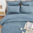 Andency Grayish Blue Full Size Comforter Set with Sheets - 7 Pieces Bed in a Bag Boho Tufted Fluffy Bedding Sets Soft Lightweight Full Bed Set with Comforter, Sheets, Pillowcases & Shams